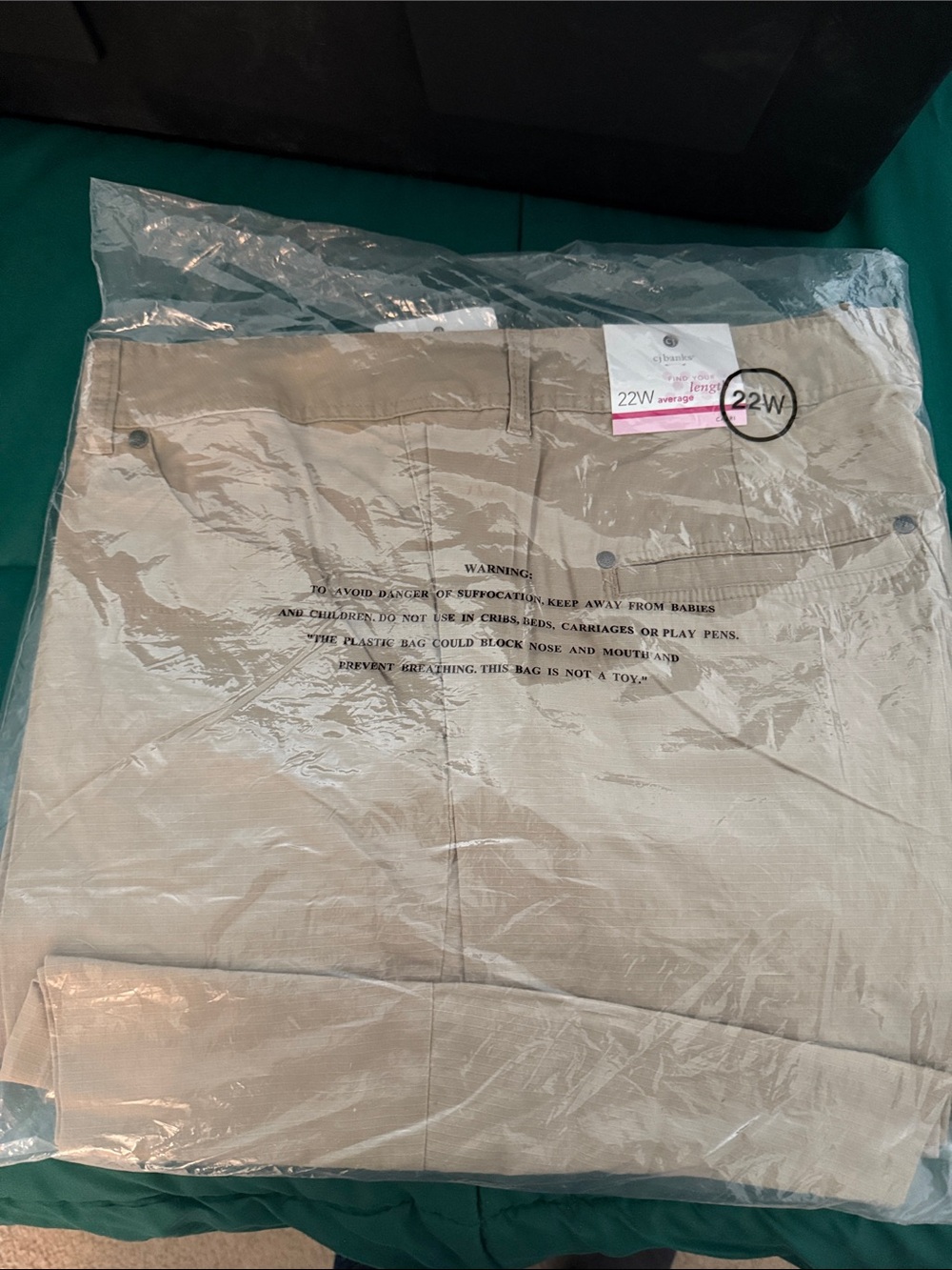 Classic Women’s Khaki Flat-Front Pants - 22W, sealed/ original retailer plastic
